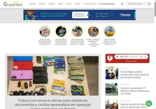 Anteprima del sito Aqui Acontece, media di Brasile per articoli sponsorizzati