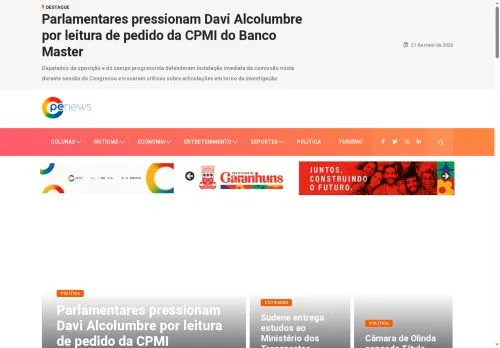 Anteprima del sito PE News, media di Brasile per articoli sponsorizzati