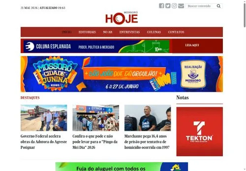 Anteprima del sito Mossoró Hoje, media di Brasile per articoli sponsorizzati
