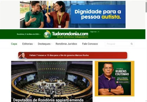 Podgląd witryny Tudo Rondônia, medium z kraju Brazylia do artykułów sponsorowanych