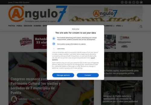 Forhåndsvisning av nettstedet Ángulo 7, medium fra Mexico for sponsede artikler