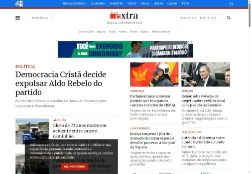 Anteprima del sito Jornal Extra de Alagoas, media di Brasile per articoli sponsorizzati