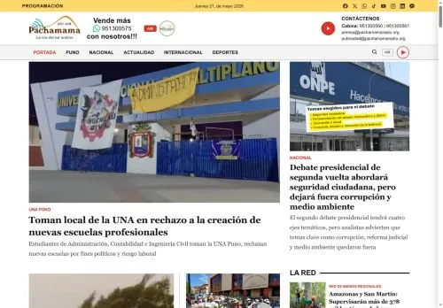 Podgląd witryny Pachamama Radio, medium z kraju Peru do artykułów sponsorowanych