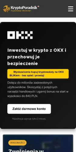 Podgląd witryny KryptoPoradnik, medium z kraju Polska do artykułów sponsorowanych