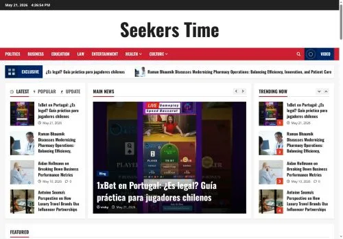 Vista previa del sitio Seekers Time, medio de Estados Unidos para artículos patrocinados