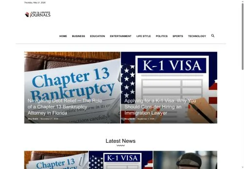 Anteprima del sito iLaw Journals, media di Stati Uniti per articoli sponsorizzati