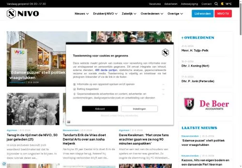 Podgląd witryny NIVO Nieuw-Volendam, medium z kraju Holandia do artykułów sponsorowanych