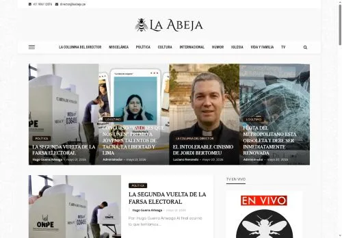 Pré-visualização do site La Abeja, meio de Espanha para artigos patrocinados