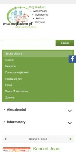 Vista previa del sitio Mój Radom, medio de Polonia para artículos patrocinados