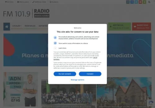 Podgląd witryny Radio María Juana, medium z kraju Laos do artykułów sponsorowanych