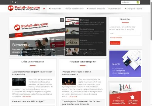 Podgląd witryny Portail des PME, medium z kraju Francja do artykułów sponsorowanych