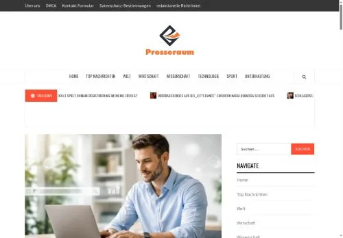 Anteprima del sito Presseraum, media di Austria per articoli sponsorizzati