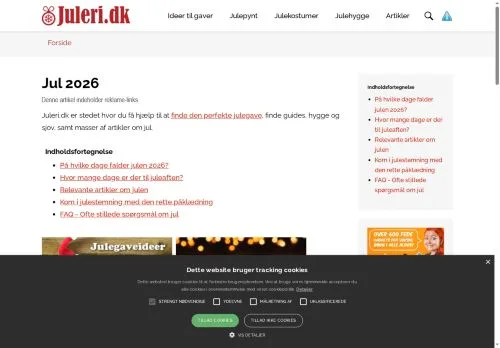Anteprima del sito Dansk Jul, media di Danimarca per articoli sponsorizzati