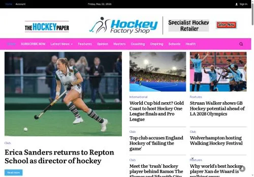 Anteprima del sito The Hockey Paper, media di Regno Unito per articoli sponsorizzati