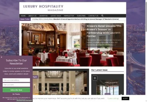 Podgląd witryny Luxury Hospitality Magazine, medium z kraju Wielka Brytania do artykułów sponsorowanych