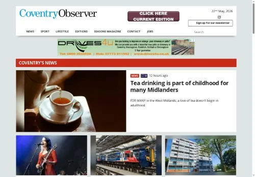 Podgląd witryny The Coventry Observer, medium z kraju Wielka Brytania do artykułów sponsorowanych