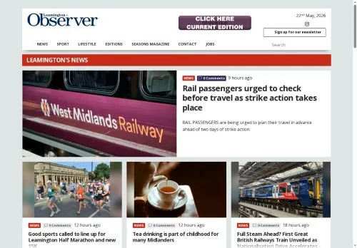 Podgląd witryny The Leamington Observer, medium z kraju Wielka Brytania do artykułów sponsorowanych