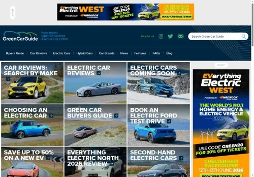 Podgląd witryny Green Car Guide, medium z kraju Wielka Brytania do artykułów sponsorowanych