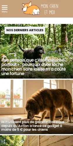 Anteprima del sito Mon Chien Et Moi, media di Francia per articoli sponsorizzati