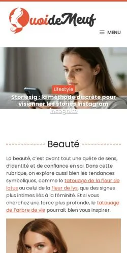 Anteprima del sito Quoi de Meuf, media di Francia per articoli sponsorizzati