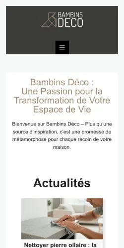 스폰서 기사용 프랑스 매체 Bambins Deco 사이트 미리보기