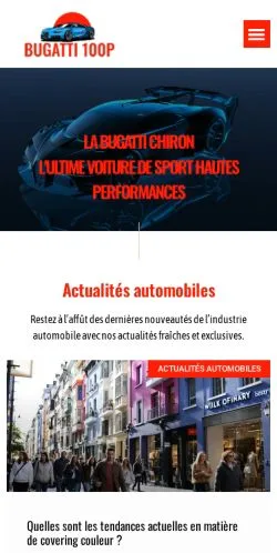 Pré-visualização do site Bugatti Chiron, meio de França para artigos patrocinados