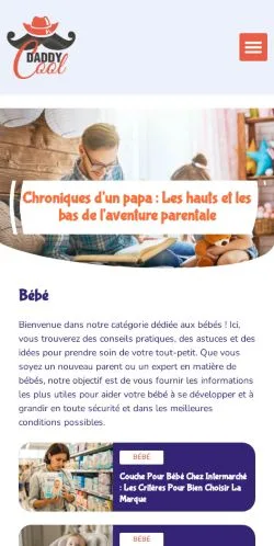 Voorbeeld van de site Daddy Cool à Paris, medium uit Frankrijk voor gesponsorde artikelen