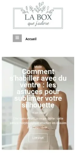 Anteprima del sito La Box que j'adore, media di Francia per articoli sponsorizzati