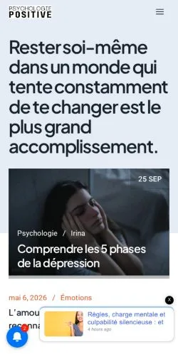 Anteprima del sito Psychologie Positive Magazine, media di Francia per articoli sponsorizzati