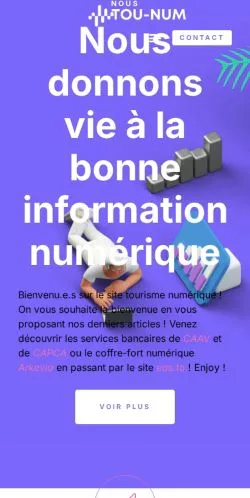 Anteprima del sito Tourisme Numérique, media di Francia per articoli sponsorizzati