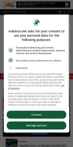 Anteprima del sito Mali Actu, media di Francia per articoli sponsorizzati