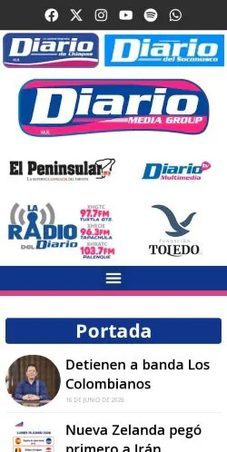 Podgląd witryny Diario de Chiapas, medium z kraju Hiszpania do artykułów sponsorowanych