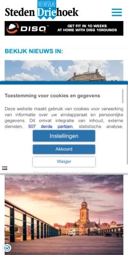 Anteprima del sito Nieuwsblad Stedendriehoek, media di Paesi Bassi per articoli sponsorizzati