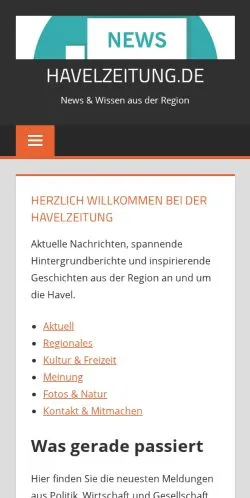 Anteprima del sito Havelzeitung, media di Germania per articoli sponsorizzati