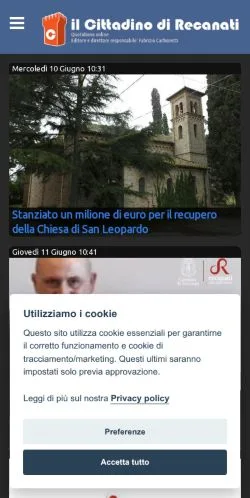 스폰서 기사용 이탈리아 매체 Il Cittadino Di Recanati 사이트 미리보기