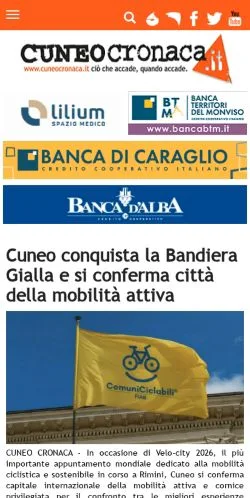 スポンサード記事向けのイタリアメディア、Cuneocronacaのサイトプレビュー