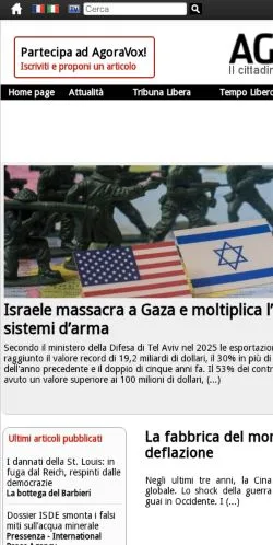 Anteprima del sito AgoraVox Italia, media di Italia per articoli sponsorizzati