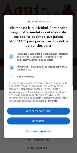 Podgląd witryny Aquí en la Sierra, medium z kraju Hiszpania do artykułów sponsorowanych
