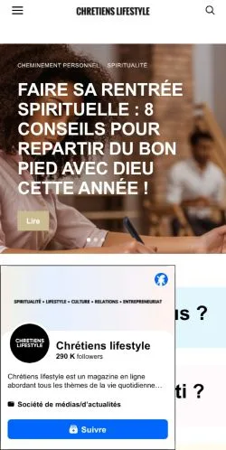 Anteprima del sito Chrétiens Lifestyle, media di Stati Uniti per articoli sponsorizzati