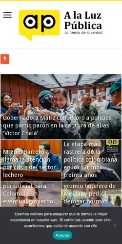 Anteprima del sito A La Luz Pública, media di Spagna per articoli sponsorizzati