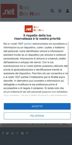 Anteprima del sito Sesto Daily News, media di Italia per articoli sponsorizzati