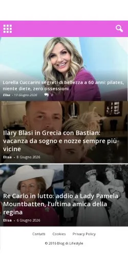 Podgląd witryny Blog di Lifestyle, medium z kraju Włochy do artykułów sponsorowanych