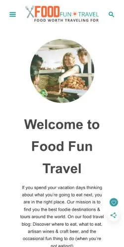 Vista previa del sitio Food Fun Travel, medio de Estados Unidos para artículos patrocinados
