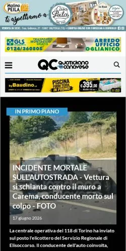 Anteprima del sito Quotidiano Del Canavese, media di Italia per articoli sponsorizzati
