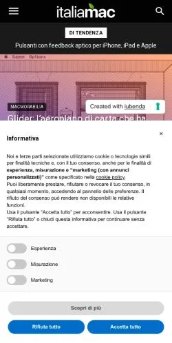 Podgląd witryny Italiamac, medium z kraju Włochy do artykułów sponsorowanych