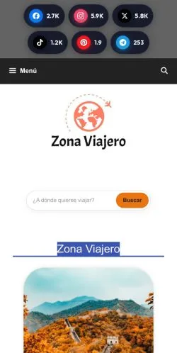 Anteprima del sito Zona Viajero, media di Spagna per articoli sponsorizzati