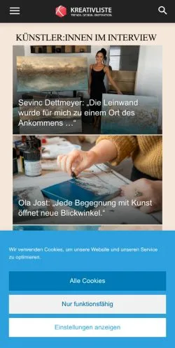 Anteprima del sito Kreativliste, media di Germania per articoli sponsorizzati