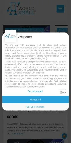 Anteprima del sito World Is Small, media di Francia per articoli sponsorizzati