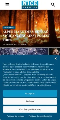 Pré-visualização do site Nice Premium, meio de Reino Unido para artigos patrocinados