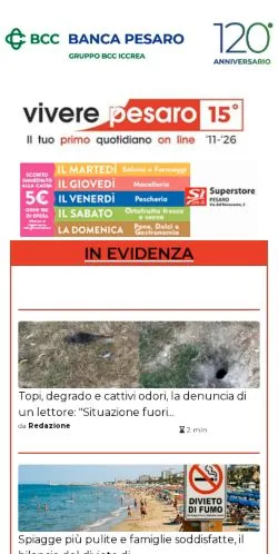 Vorschau der Website Vivere Pesaro, Medium aus Italien für gesponserte Artikel